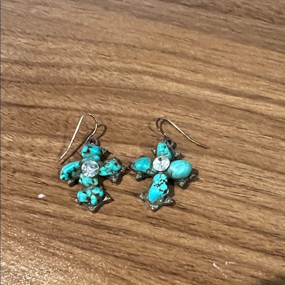 Turquoise Cross Earrings